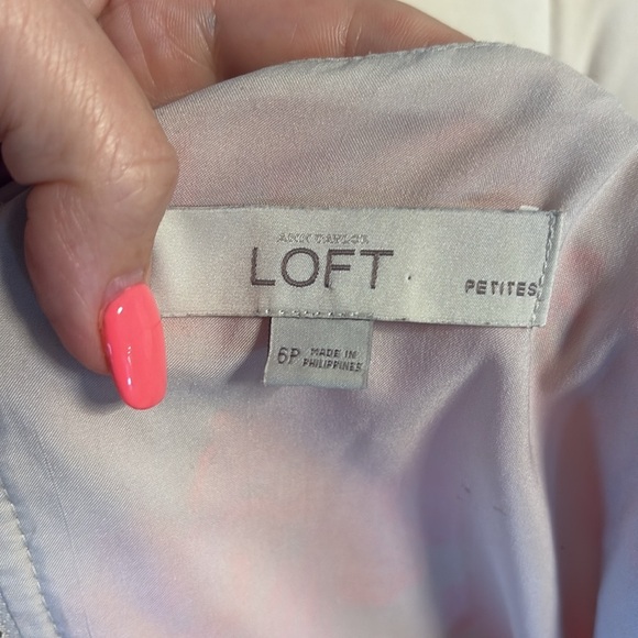 Loft petite SILK jacquard textured Sleeveless mini dress neon pink cream A line - Picture 8 of 14